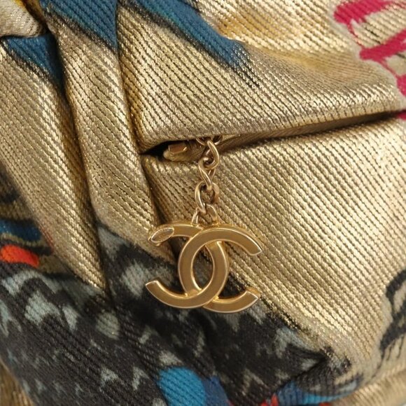 CHANEL Graffiti Backpack Canvas Gold CC Auth main image 9